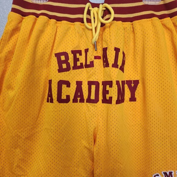 Bel-Air Academy Basketball Shorts Yellow & Red Size M Athletic Mesh Sports Appar - Picture 2 of 12